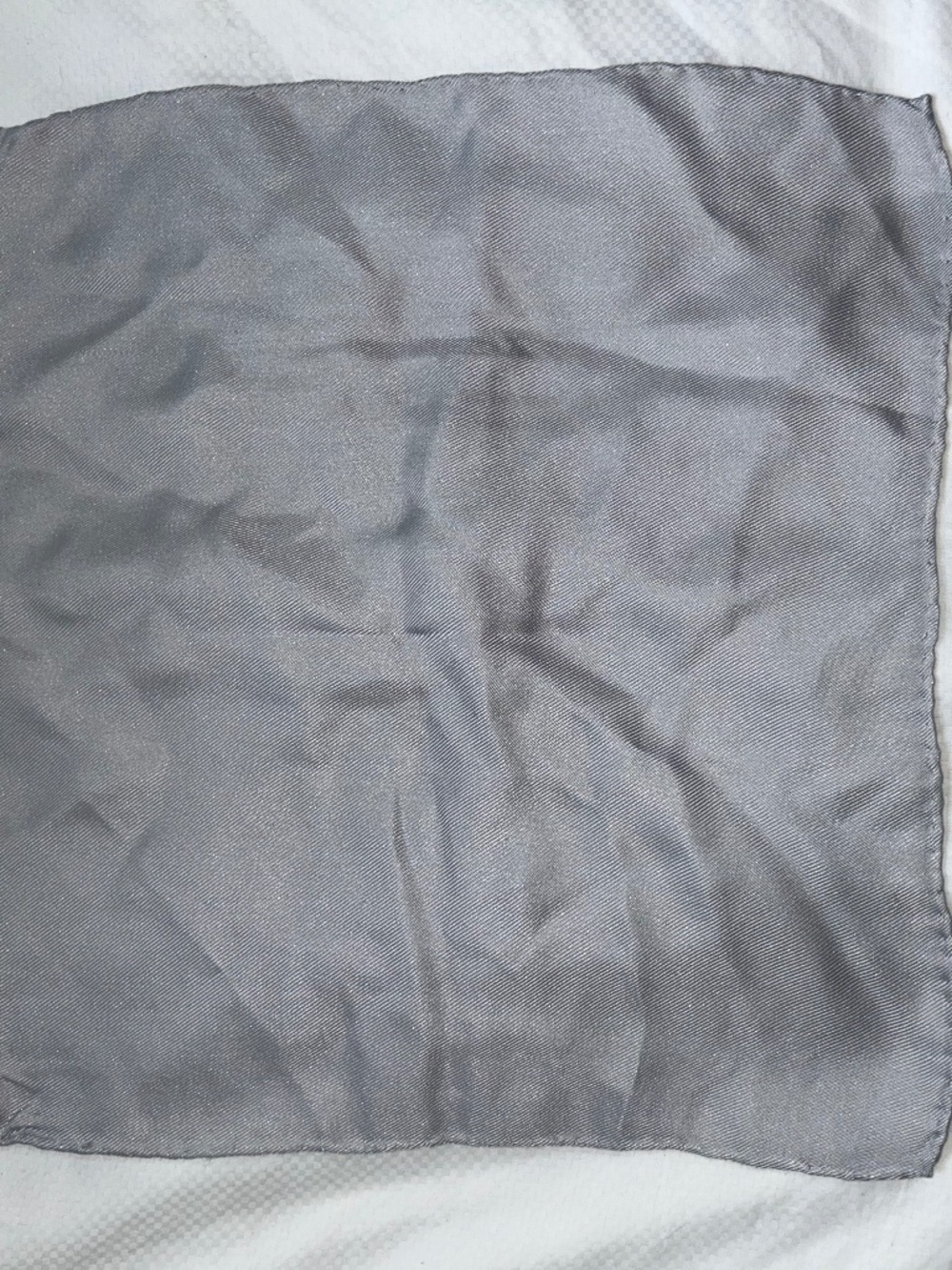Hand Made 100% Silk Silver gray pocket square